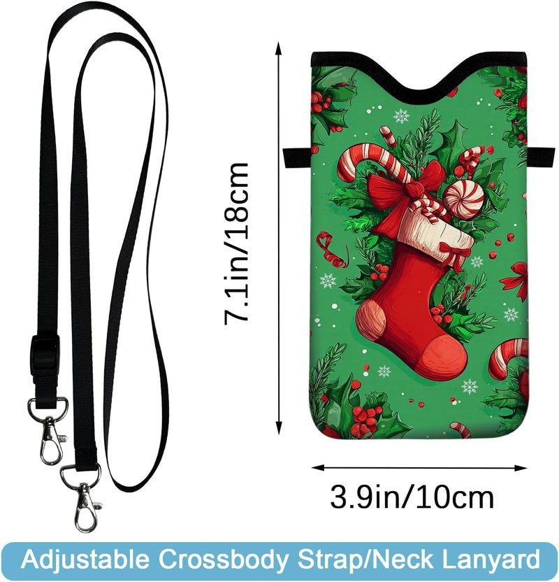 otilil Neoprene Cell Phone Sleeve Pouch Case Bag with Crossbody Strap Neck Lanyard for Women 7.1 X 3.9 in - Image 2